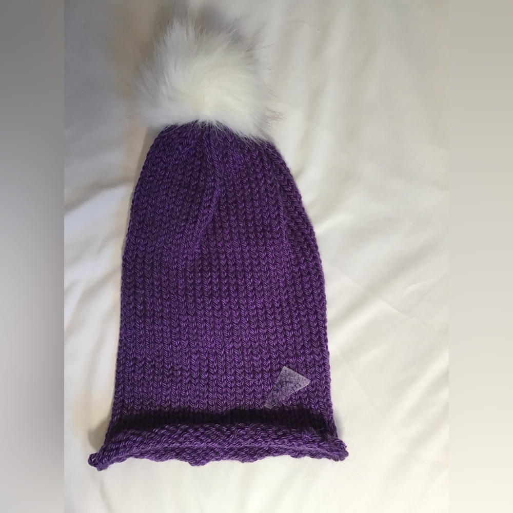 Stylish Purple Knit Pom-Pom Beanie Hat